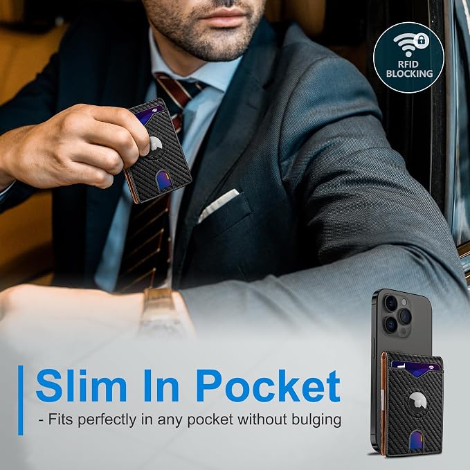 miyozi Airtag Wallet for Men,with Money Clip 11 Cards Slim Front Pocket Leather RFID Blocking Wallet with Gift Box