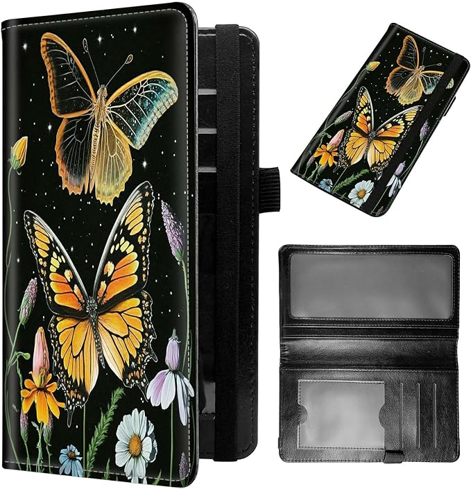 Checkbook Cover for Women & Men PU Leather Checkbook Covers for Personal Checkbook Slim Check Book Credit Card Holder Holder Wallet with RFID Blocking for Duplicate Checks,Butterflies