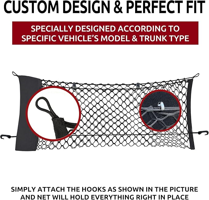Envelope Style Automotive Elastic Trunk Mesh Cargo Net for GMC Terrain 2018-2026 - Car Accessories - Trunk Organizer and Storage - Cargo Net for SUV- Vehicle Carrier Organizer for GMC Terrain