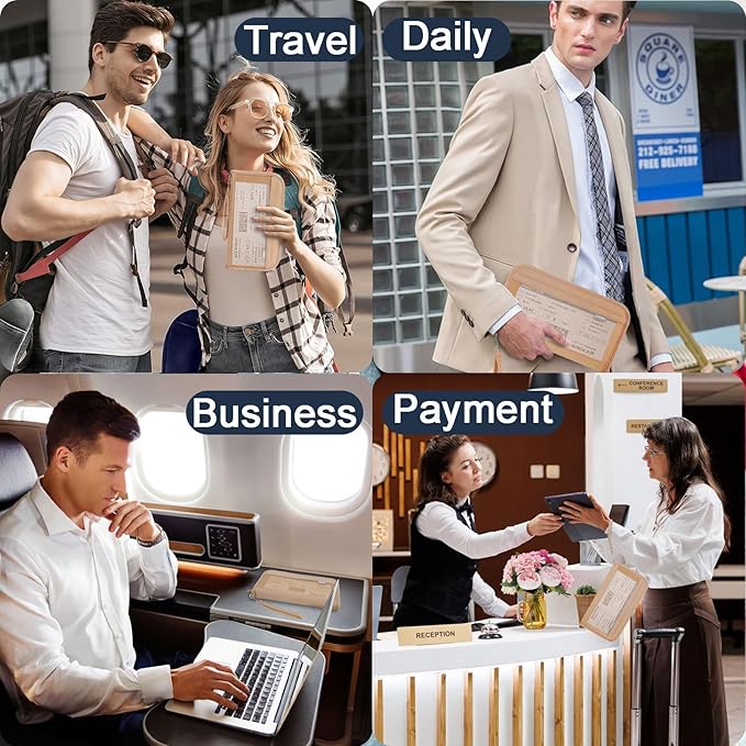 Passport Holder for Travel, Rfid Blocking Passport Wallet Travel Documents Organizer, Waterproof Family Passport Holder with Wrist Strap for Men & Women, Pink