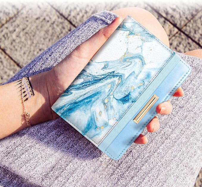 Passport Holder Cover,Traveling Passport Case Cute Passport Wallet for Women,Blue Marble