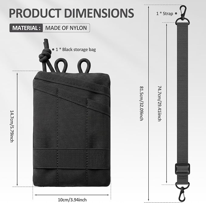 EDC Pouch Organizer, Compact Pocket Wallet with Lanyard for Men, Utility Tool Pouch for Multitool, Flashlight, Pen, Notebook, Rugged 900D Nylon