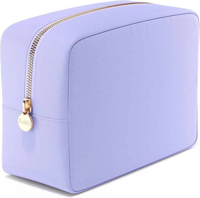 Embla Large Makeup Bag and Waterproof Nylon Travel Toiletry Bag, Large Capacity Cosmetic Zipper Pouch, Lavender
