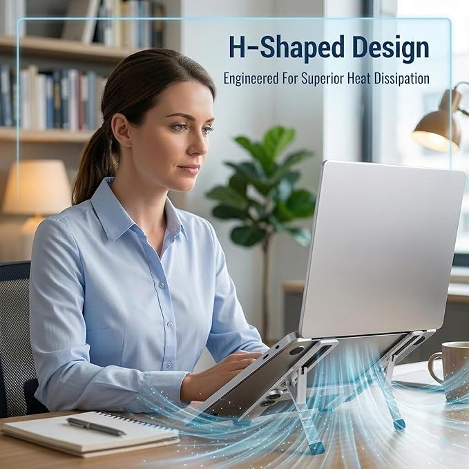 Foldable Laptop Stand, Portable Laptop Stand, Ultra-Lightweight (Lighter Than a Phone)，Adjustable Computer Stand, 6-Level Height, Fits 10-16" Laptops, for Home Office Business Trip Remote Work