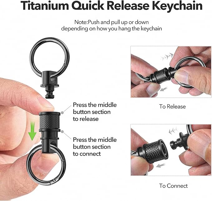 Quick Release Keychain with Detachable Key Rings-Heavy Duty Retractable Key Chain Clip for Men&Wome