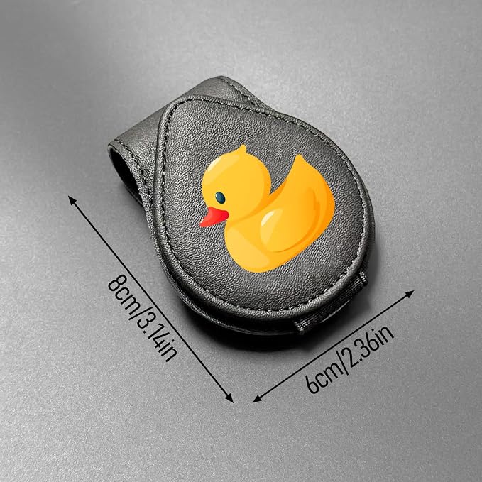 Cute Duck - Car Sunglass Holder, Magnetic Leather Eyeglass Hanger Mount Clip Holder for Car Visor Accessories