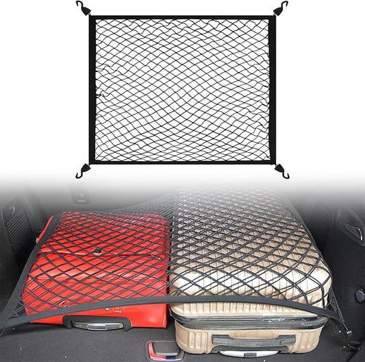 Highly Elastic Cargo Net for SUV, Truck Bed Netting for Cargo with 4 Hooks, Tidy Trunk, Easy Installation, 31.5" x 23.62" Truck Bed Net for Car, SUV Organizer and Storage
