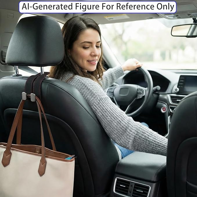 2026 car wallet hook, car headrest hook, double hook leather car seat hook, car seat headrest hook, car seat backrest storage hook, seat backrest storage hook (brown)