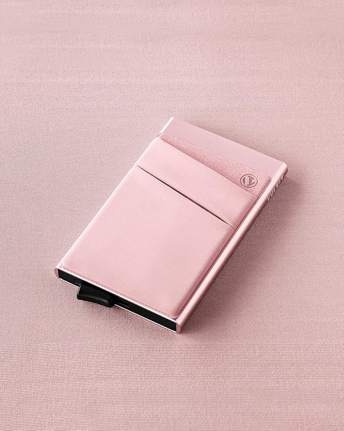 VULKIT Card Holder with Money Pocket Pop Up Wallet RFID Blocking Slim Metal Bank Card Case Holds 5 Cards and Notes