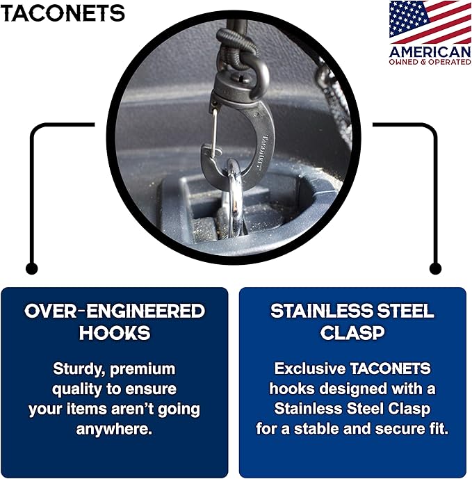 TacoNets Envelope Cargo Net for Toyota 4Runner - Fits 2010-2024 w/ 2nd Row - Upgraded 5mm Bungee - Integrated Storage Bag - Heavy Duty Hooks - Designed in USA
