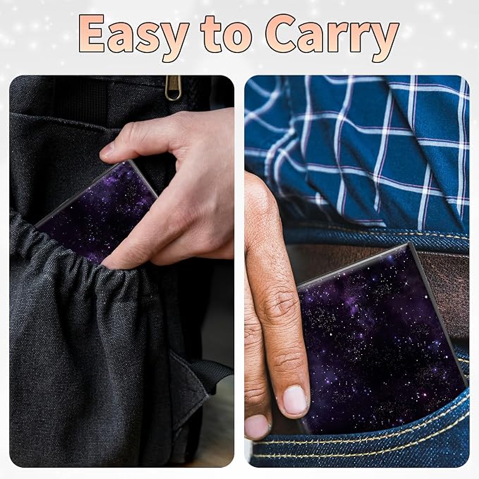 Slim Credit Card Holder, Purple Galaxy RFID Blocking Metal Wallet for Men & Women, Aluminum Minimalist Hard Case Pocket-Sized Business Cards Organizer (Fits Up to 10 Cards)