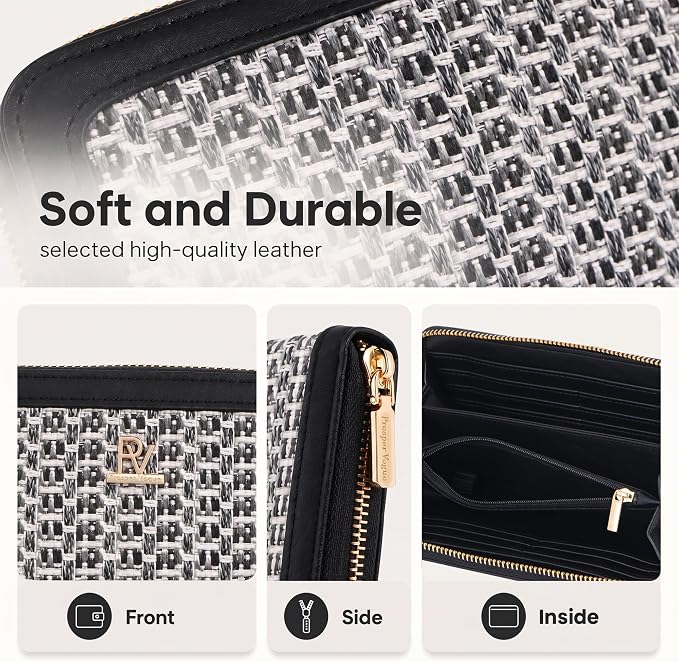 Clutch Wallet For Women, Leather RFID Blocking Wallet Women Large Capacity Credit Card Holder, Womens Billfolds and Wallets Gifts for Women Birthday, Ladies Wallet with Phone Holder, Zip Around