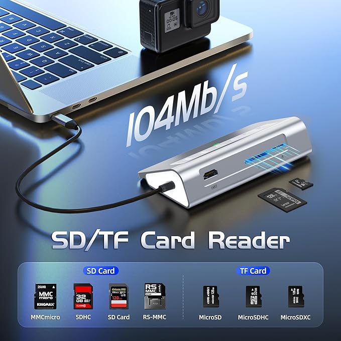 P9 PRO USB C Hub 10Gbps, intpw 9-in-1 USB 3.2 Hub with 4K@60Hz HDMI, 3 USB-A/C 3.2, 2 Type-A 2.0, PD 100W, SD/TF Slot, 3.28FT Aluminum USB Hub for PC, iPhone 16/15 Series, MacBook Air/Pro and More