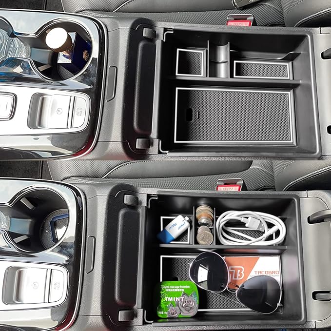 TACORBO Center Console Organizer Compatible with Hyundai 2022-2024 Tucson Plug-in Hybrid/Hybrid all Trims and Tucson Gas Limited and Santa Cruz 2022-2025 Accessories, Armrest Insert Tray, White