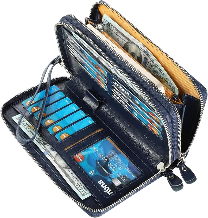 Lavemi Small Compact Women Wallet RFID Blocking Genuine Leather Bifold Purse with ID Windows
