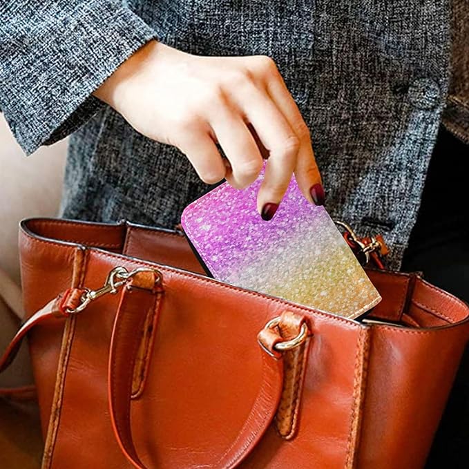 Glitter RFID Credit Card Holder Wallets Accordion for Women Leather Zipper Card Case Accordion Wallet for Ladies Girls