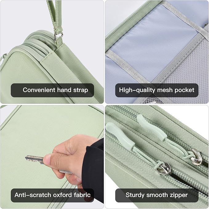 CAAORDKSO Electronics Organizer Travel Case, Large Cable Organizer Bag Water Resistant Double Layers Accessories Storage Bag Pouch, for Cord, Charger, USB, Power Bank, Earphone (Mint Green, X-Large)