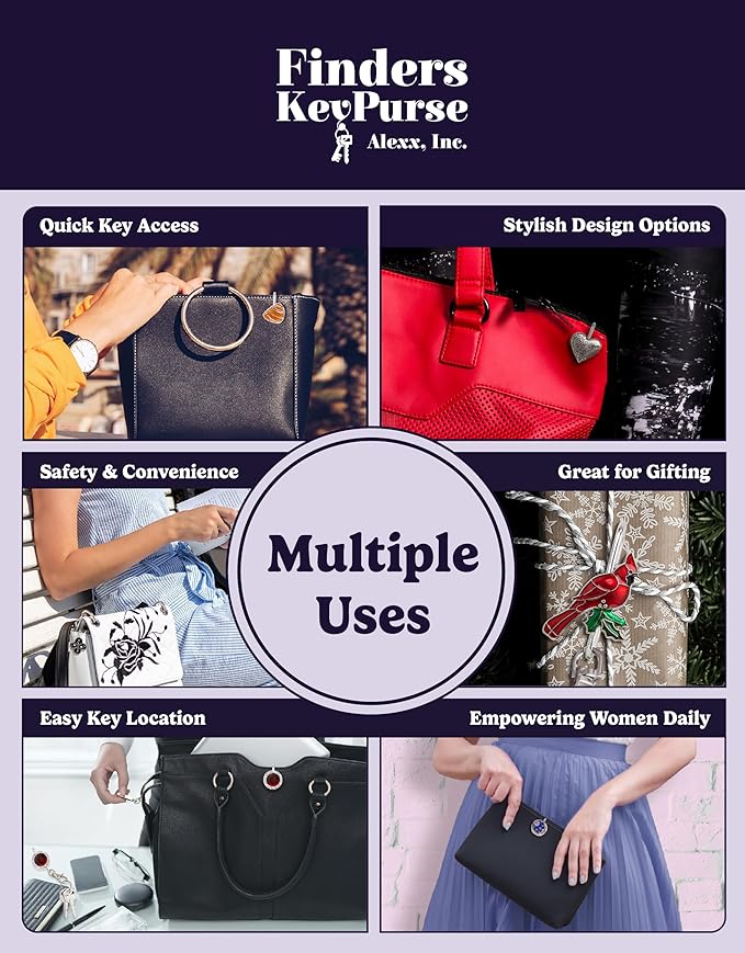 Women’s Bag Charm Key Finder, Car Keychain Hook, Cute Purse Organizer & Tote Bag Accessories, Gifts for Mom - Bling