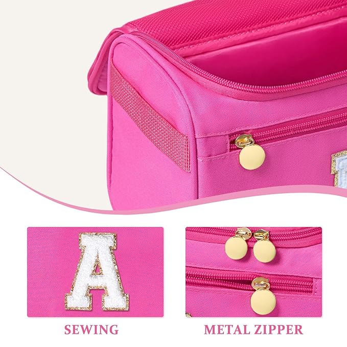 COSHAYSOO Initial Girls Hanging Toiletry Bag Tween Preteen Teenager Valentines Birthday Gifts Basket Stuffers for Teen Girl 10-12 12-14 16-18 Travel Trip Favors College Dorm Essentials Pink Letter A