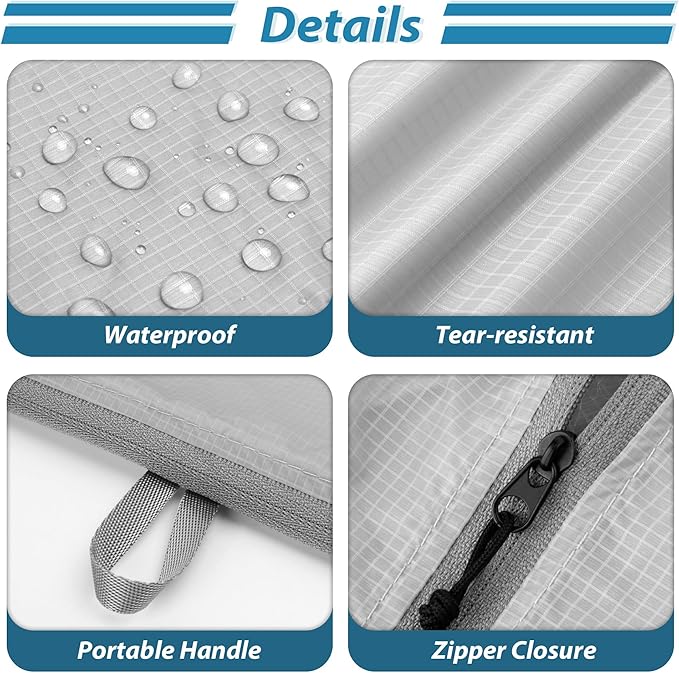 Veki 2 Pack Travel Laundry Bag, Waterproof Dirty Clothes Bags with Handles, Washable Wet Dry Bag, Essential Storage Organizer for Camping, Gym, Swimsuit, Suitcase, College Dorm (Blue&Grey, X-Large)