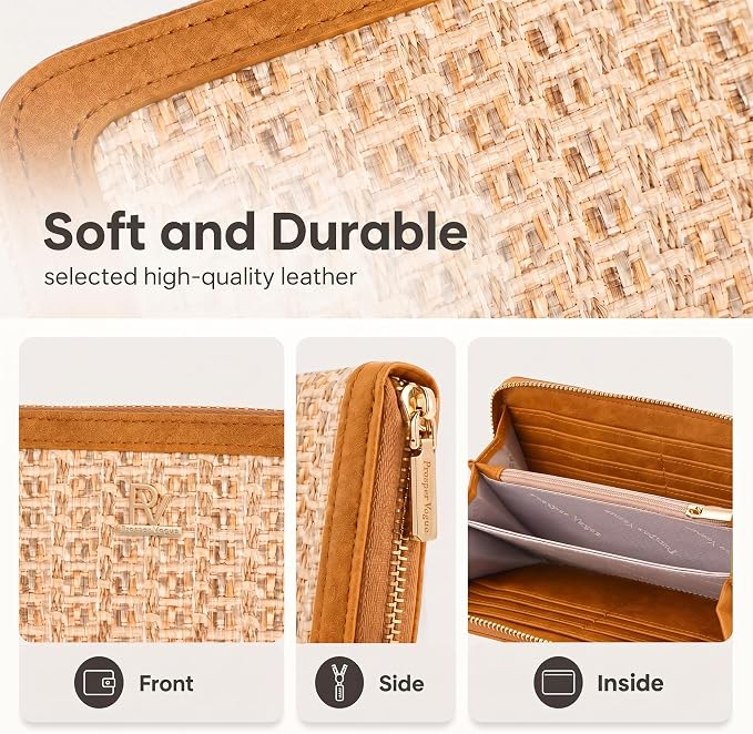 Clutch Wallet For Women, Leather RFID Blocking Wallet Women Large Capacity Credit Card Holder, Womens Billfolds and Wallets Gifts for Women Birthday, Ladies Wallet with Phone Holder, Zip Around
