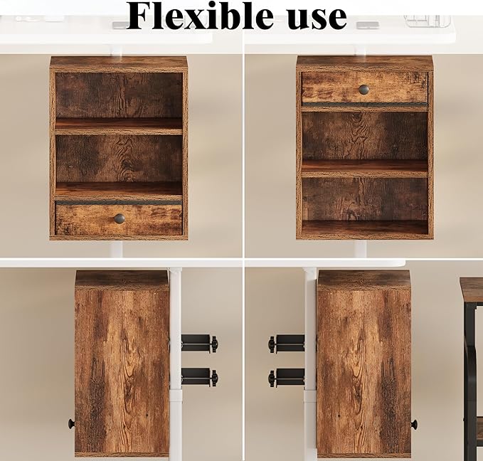 Clamp-on Under Desk Shelf with Drawer,Under Desk Accessory Shelf with Height Adjustable Shelves,Office Accessory Holder for Supplies，Files，Papers for Home Office