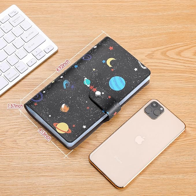 RFID Credit Card Holder, Leather Business Card Organizer with 96 Card Slots, Credit Card Case for Managing Your Different Cards and Important Documents to Prevent Loss or Damage (Starry Sky)