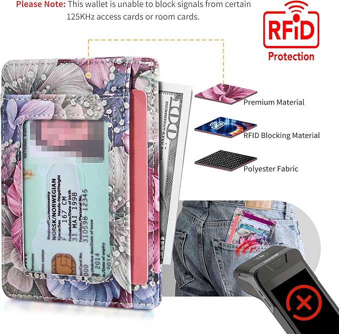 Travelambo Front Pocket Minimalist Leather Slim Wallet RFID Blocking Medium Size