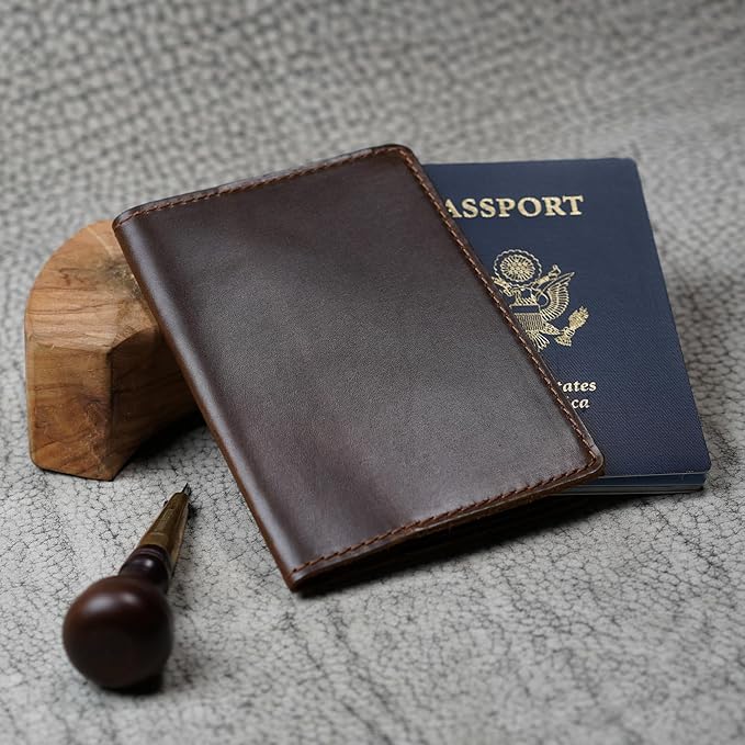 PEGAI Personalized Leather Passport Holder Cover Wallet Travel Essentials | 100% Soft Touch Rustic Travel Wallet Case, International Travel Must Haves | DeKalb (DT Coffee)