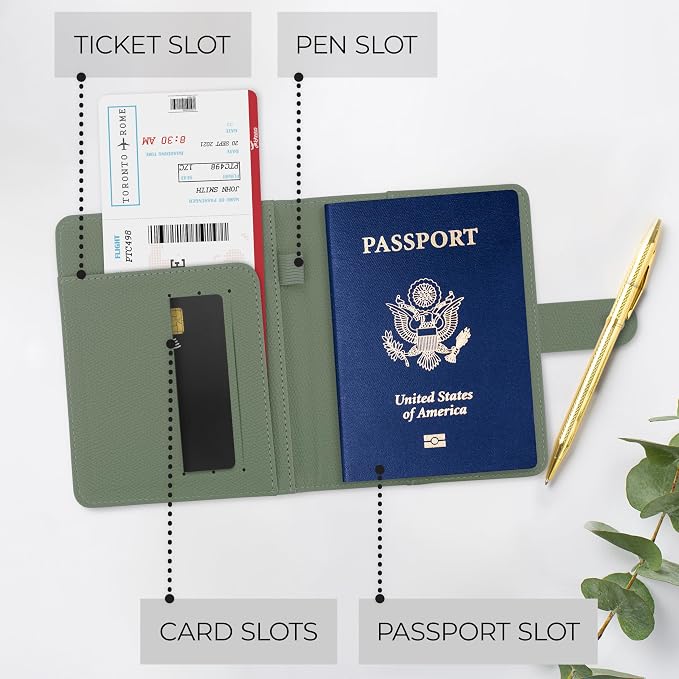 Beautiful Passport Holder for Travel – Cute Cover with Pen Holder to Keep Your Travel Documents Organized & Safe – Quality Passport Wallet for Women & Men and Great for Gifting