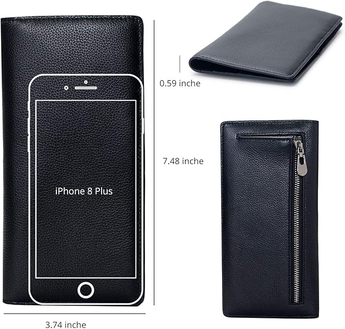 Bveyzi Ultra Slim Thin Leather RFID Blocking Credit Card Holder Bifold Clutch Wallets for Women