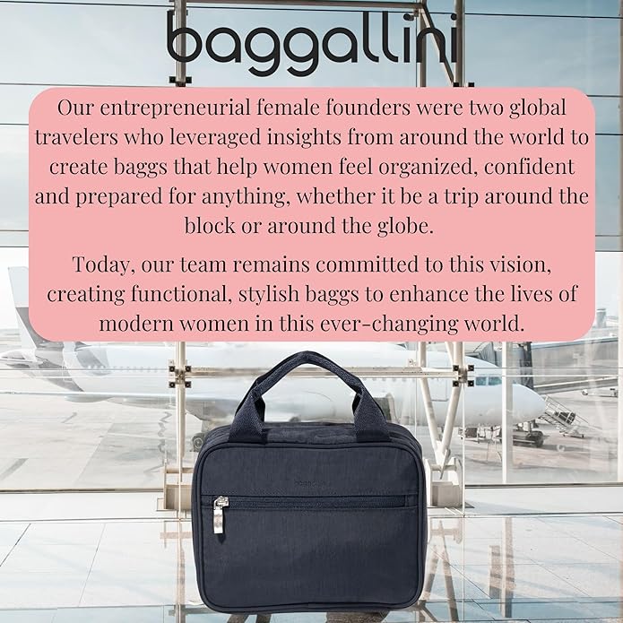 Baggallini Hanging Travel Toiletry Kit - Lightweight 6x10 Inch Makeup Bag