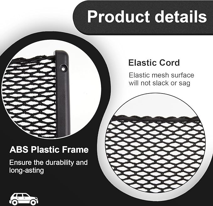 Frienda 2 Pcs Car Storage Net Bag, ABS Plastic Framed Mesh Net Holder, Phone & Cargo Organizer with Screws for Auto, Rv, Boat, Truck Pocket Storage (9 x 4 Inch)