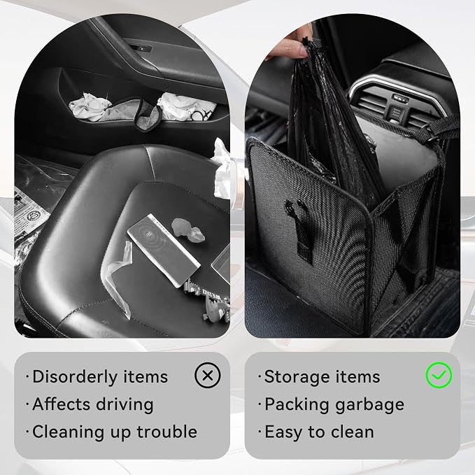 Car Trash Can, Oxford Cloth Foldable Car Trash Bin Hanging, 1.85 Gallon Capacity Garbage Bag Organizer, Leak-Proof Waterproof Auto Storage Container (Medium)