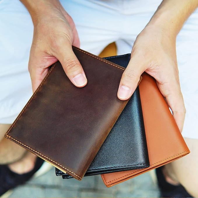 Polare Functional RFID Blocking Leather Passport Holder Travel Bifold Wallet For Men(Dark Brown)