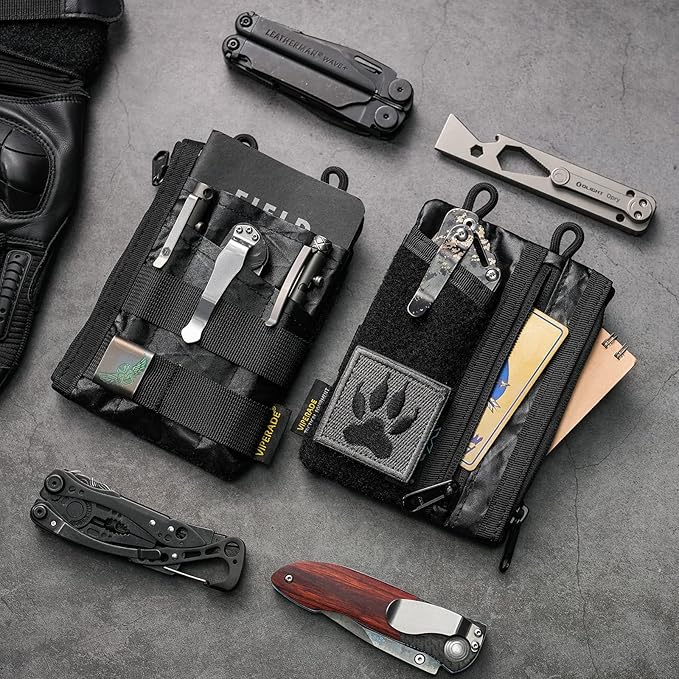VIPERADE VE16 EDC Organizer Pouch for Men - 7 Pockets Multitool Wallet for Everyday Carry Gears (X-PAC-New BK)