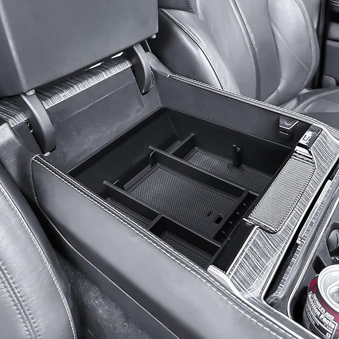 HGWEI Center Console Organizer Compatible with 2022-2025 Jeep Wagoneer/L & Grand Wagoneer/L Accessories, Middle Armrest Storage Box Insert Compartment Tray (Without Cool Box, Not Fit Wagoneer S)