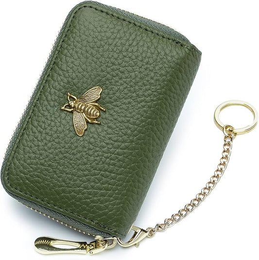 imeetu RFID Credit Card Holder, Small Leather Zipper Card Case Wallet for Women