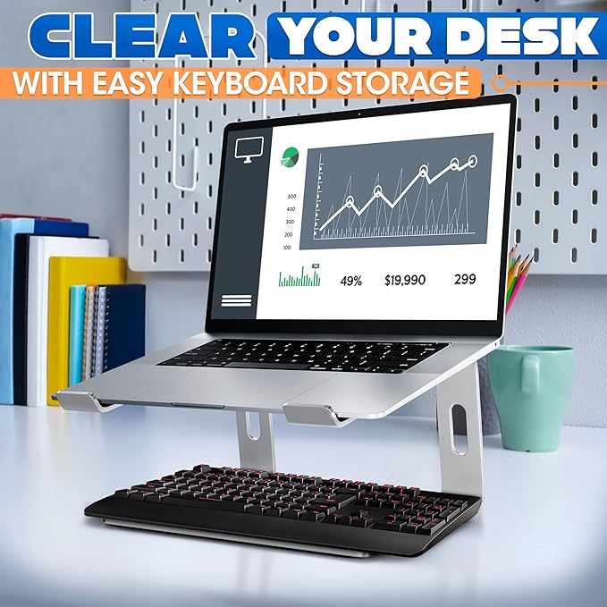 Portable Laptop Stand for Desk ??Ergonomic, Sturdy Aluminium Laptop Riser for Desk with Anti-Slip Bottom, Compatible for 10-15.6?²â€?Notebook - Improved Cooling, Comfort, Productivity, and Posture