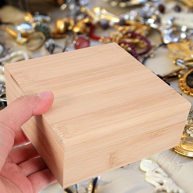 Wooden Desktop Organizer Storage Box with Lid Small Square Storage Bin for Sundries for Office and Home Desk Organization