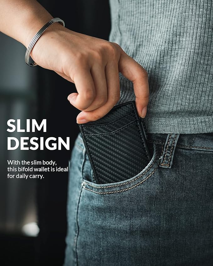 VULKIT Men's Slim Wallets Pop Up Card Holder RFID Blocking Metal Wallet Minimalist Design Holds Up to 11 Cards