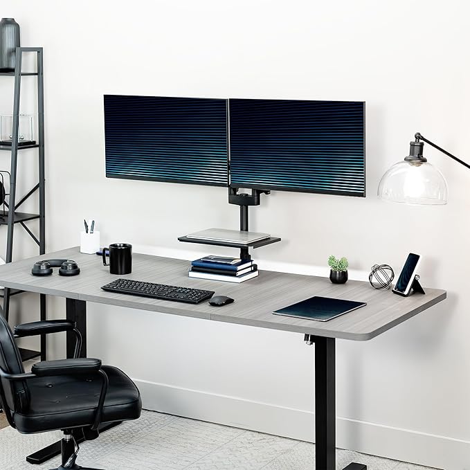 VIVO Universal Steel 14 x 10 inch Shelf Pole Mount for TV Cart, Attaches to 0.5” to 2.4” Poles, Speaker & Microphone Stands, Clamp-on Utility Storage Surface, Black, MOUNT-SF13P