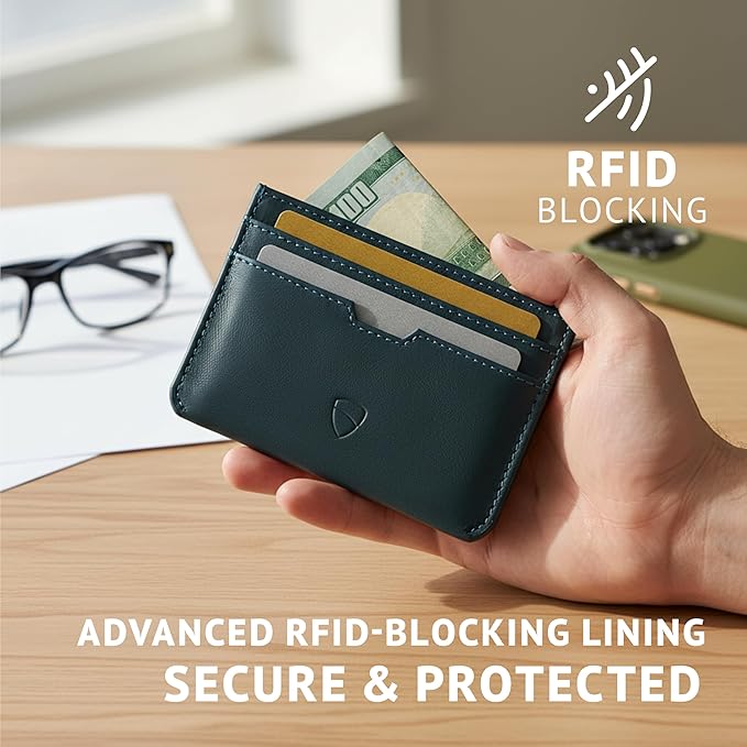 Vaultskin MOORGATE Slim Card Holder – Minimalist Leather Wallet with RFID Blocking, Front Pocket Credit Card Case for Men & Women
