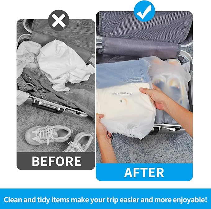 Waterproof Travel Drawstring Shoe Bags for Packing, Storage, Travel Essentials for Men and Women, 15.7 x 11.8 inches, Clear, 5 pieces