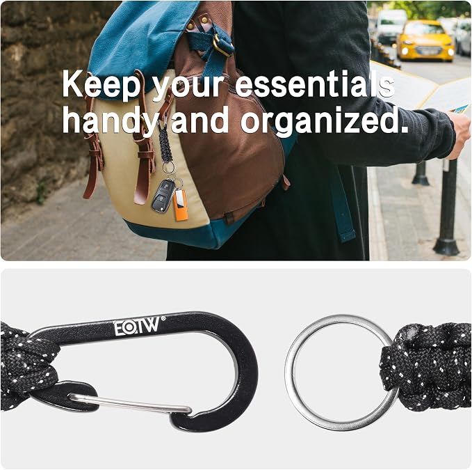 EOTW Carabiner Keychain,Paracord Keychain Small Aluminum Clip D Ring for Camping, Hiking, Fishing, Or As A Key Organizer