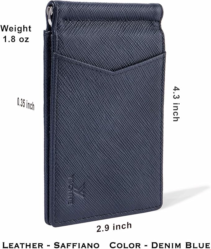 YBONNE Mens Slim Wallet with Money Clip Front Pocket RFID Blocking Thin Bifold Leather Card Holder Minimalist Mini Billfold