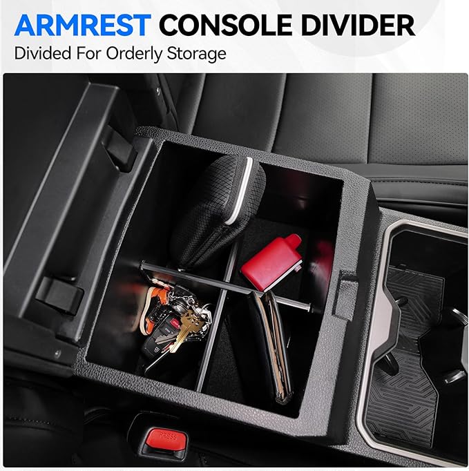 ELECFRESH 6PCS Center Console Organizer Tray for 2026 2025 2024 Toyota Tacoma Accessories, Armrest Hidden Storage Box, Rear and Console Cup Holder Glove and Armrest Storage Box with Insert Divider