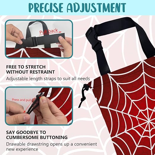 Car Garbage Bag Red and White Spider Web Drawstring Car Trash Bag Hanging for Back Seat with Adjustable Buckle Canvas Vehicle Trash Can Easy-to-Install