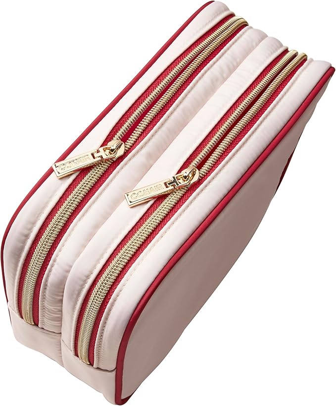 Conair Women's Double Zip Toiletry Travel Bag-Makeup Organizer-Gifts for her, Pink, 1 Count (Pack of 12)