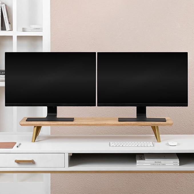 Anji Mountain Monitor Stand - Desktop Organizer & Laptop Riser, Ergonomic Monitor Riser, Space-Saving Monitor Stand for Desk, Durable Construction, Easy Assembly, Ideal for Home & Office,Natural
